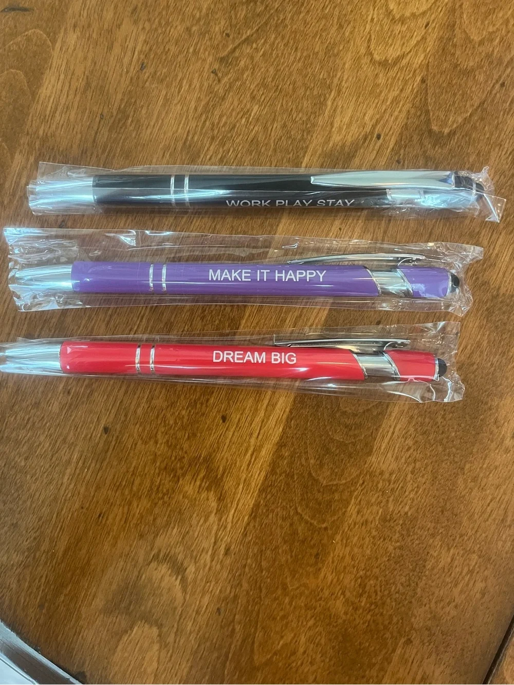 QTY 3 Inspirational Pen Set – Black, Purple, Red. Back To School Black Ink NEW